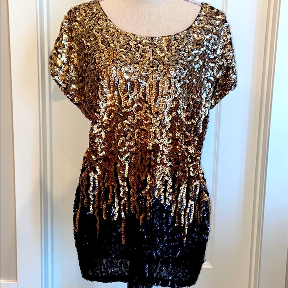 Tunic Dress Shirt NWT Sequin Evening Cocktail stretchy fabric PARTY